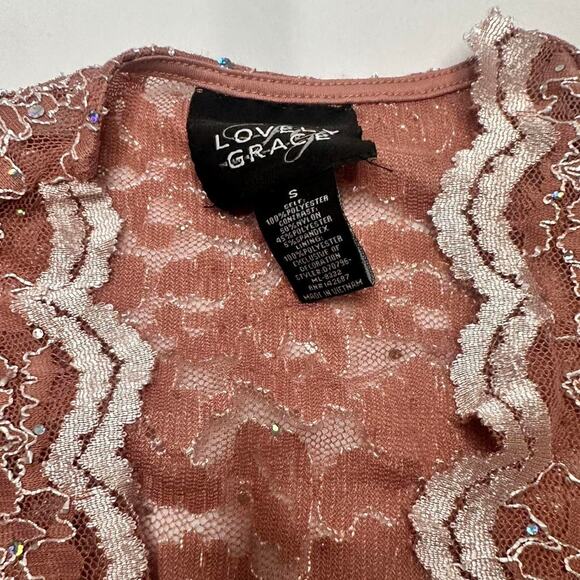 Lovely Grace Size Small Pink Vintage Sequin Bolero or Cover Up Size Small - Picture 4 of 4